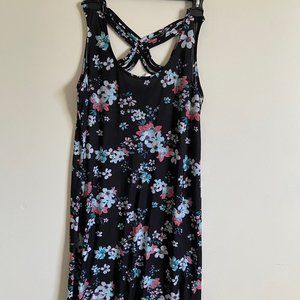 Large 2 Dye 4  Black with blue and pink flower casual summer dress